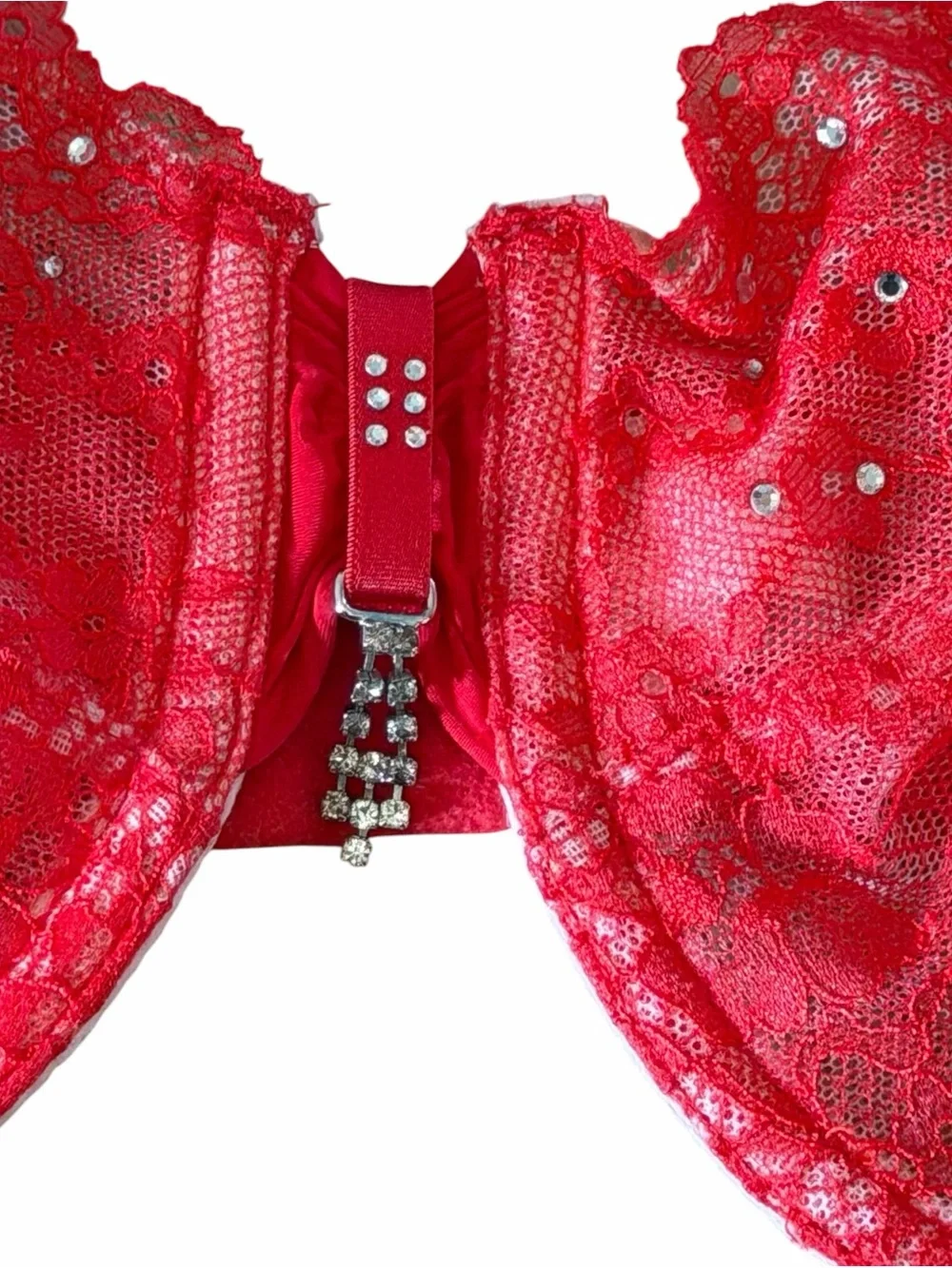 Victoria's Secret Red Lace Sequin Unlined Demi Underwire Bra